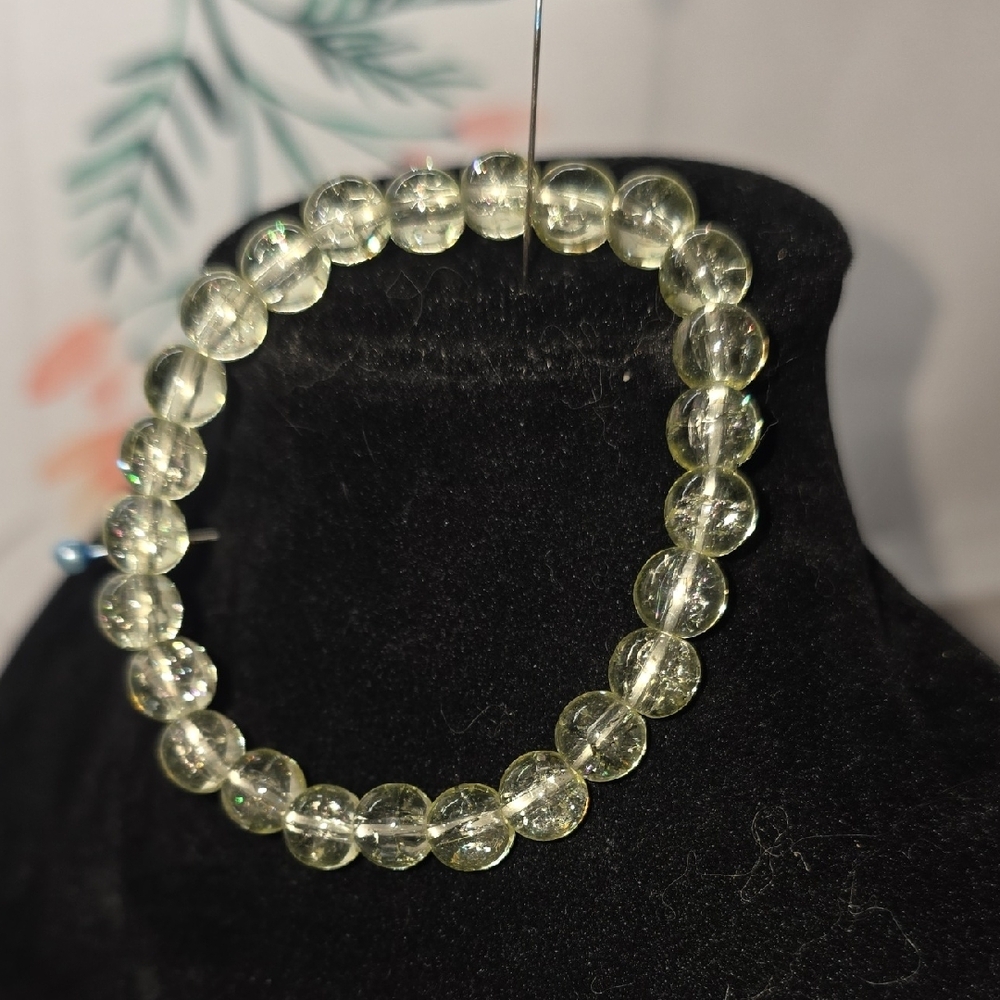 Elegant Clear Crackle Glass Beaded Stretch Bracelet